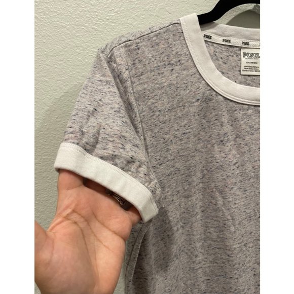 PINK Heather Piping Crew Neck T-Shirt - Picture 3 of 5